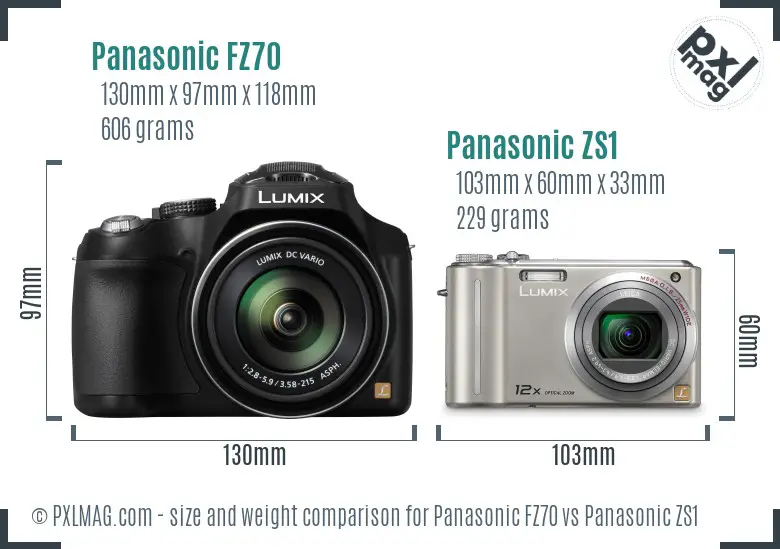 Panasonic FZ70 vs Panasonic ZS1 size comparison
