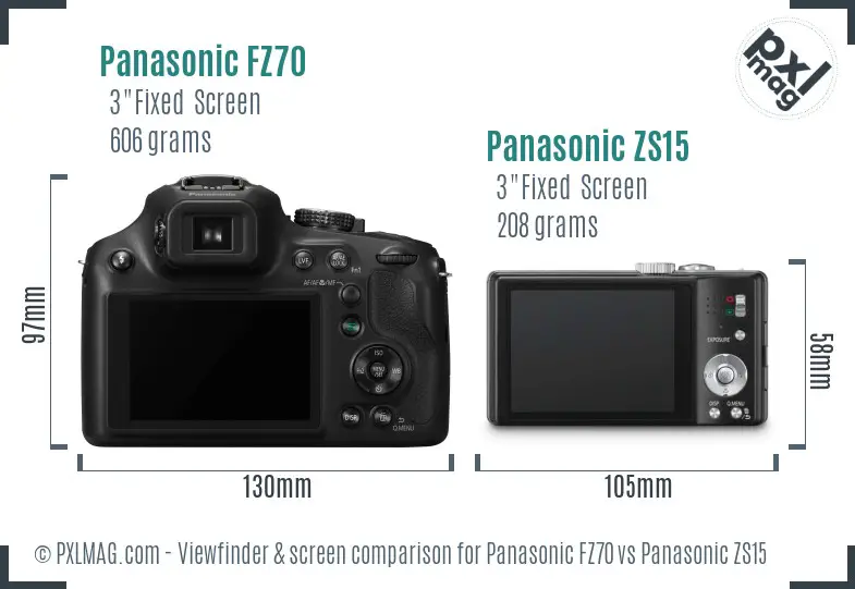 Panasonic FZ70 vs Panasonic ZS15 Screen and Viewfinder comparison