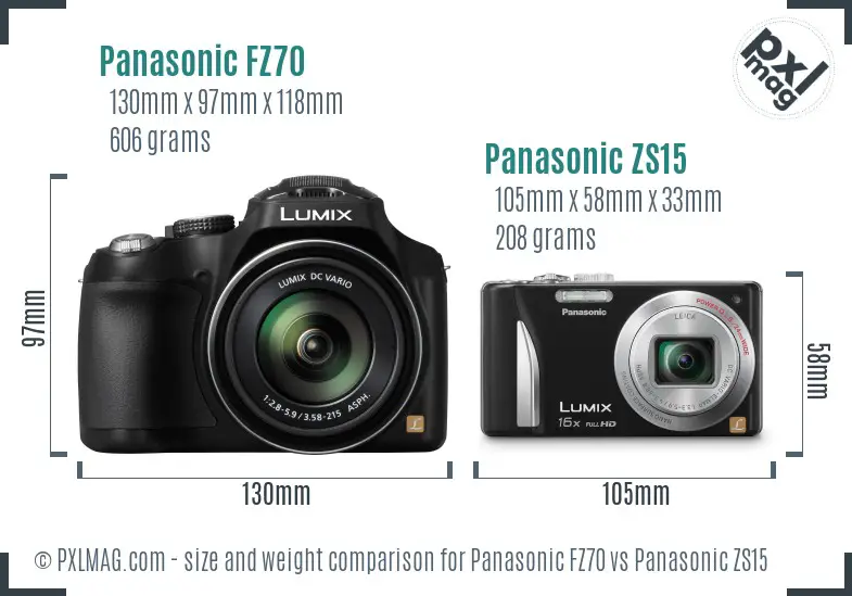 Panasonic FZ70 vs Panasonic ZS15 size comparison