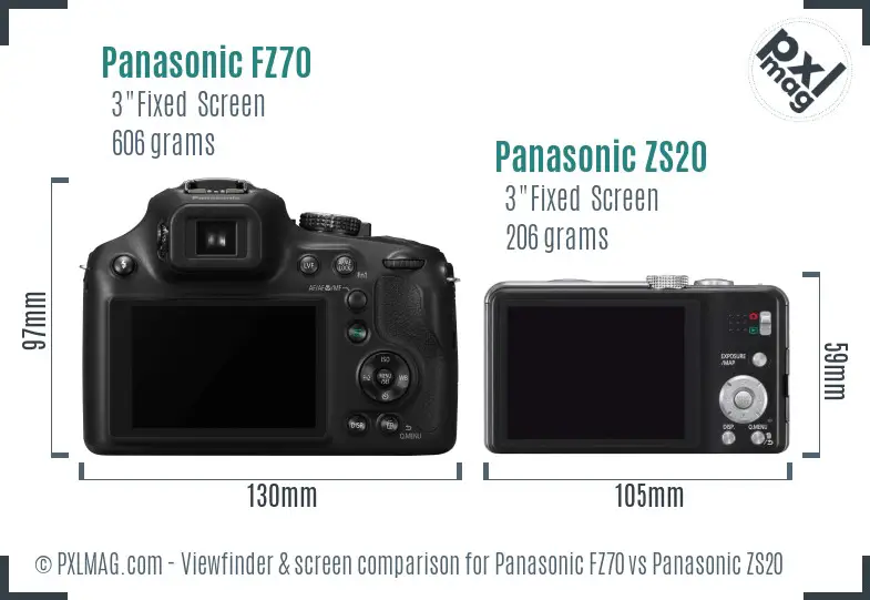 Panasonic FZ70 vs Panasonic ZS20 Screen and Viewfinder comparison
