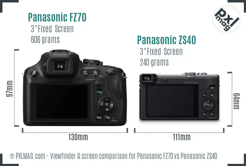 Panasonic FZ70 vs Panasonic ZS40 Screen and Viewfinder comparison