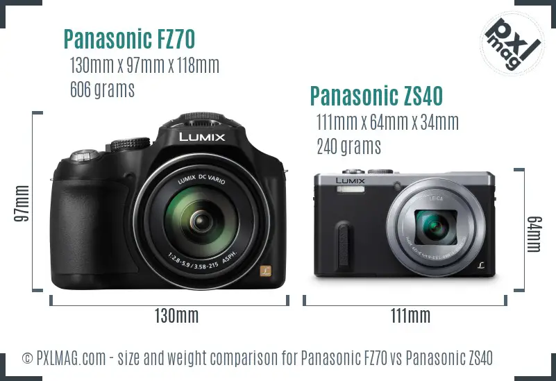 Panasonic FZ70 vs Panasonic ZS40 size comparison