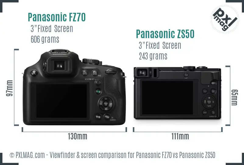 Panasonic FZ70 vs Panasonic ZS50 Screen and Viewfinder comparison