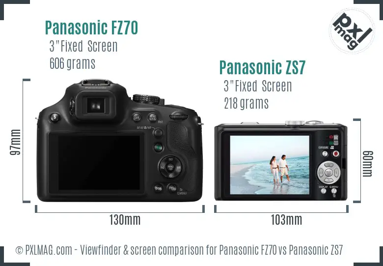 Panasonic FZ70 vs Panasonic ZS7 Screen and Viewfinder comparison