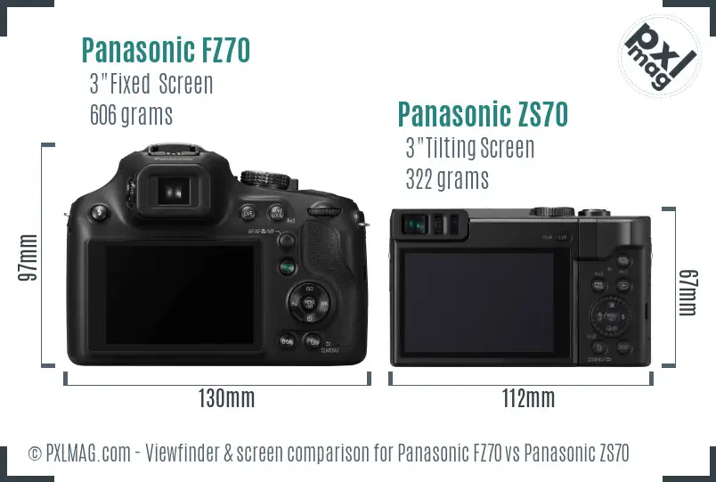 Panasonic FZ70 vs Panasonic ZS70 Screen and Viewfinder comparison