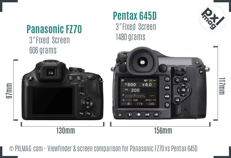 Panasonic FZ70 vs Pentax 645D Screen and Viewfinder comparison