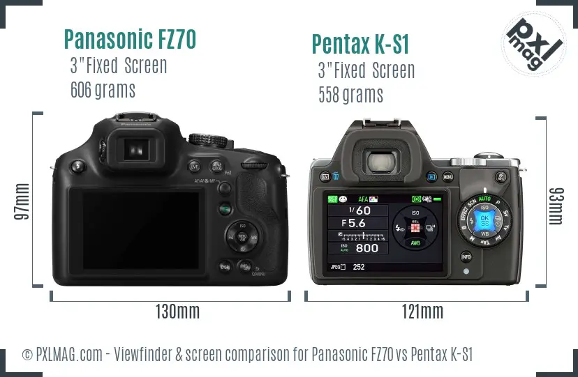 Panasonic FZ70 vs Pentax K-S1 Screen and Viewfinder comparison