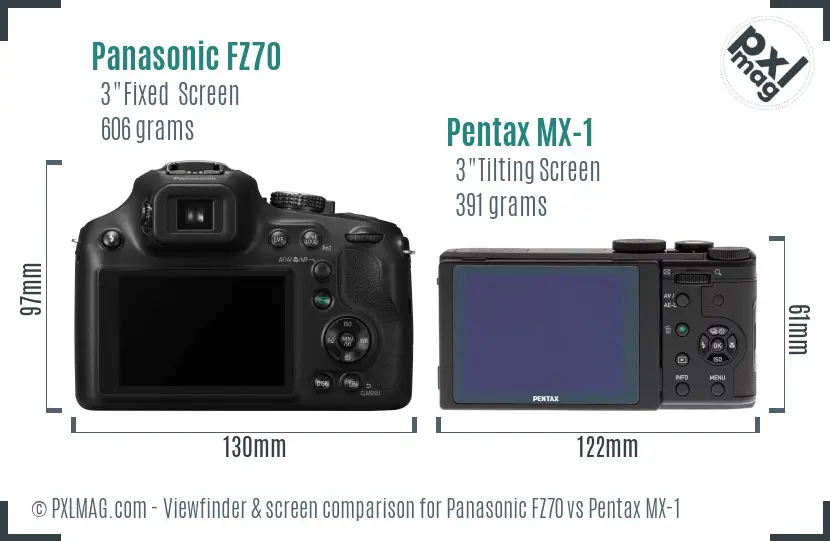 Panasonic FZ70 vs Pentax MX-1 Screen and Viewfinder comparison