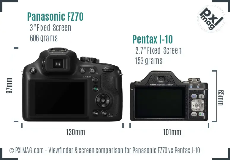 Panasonic FZ70 vs Pentax I-10 Screen and Viewfinder comparison