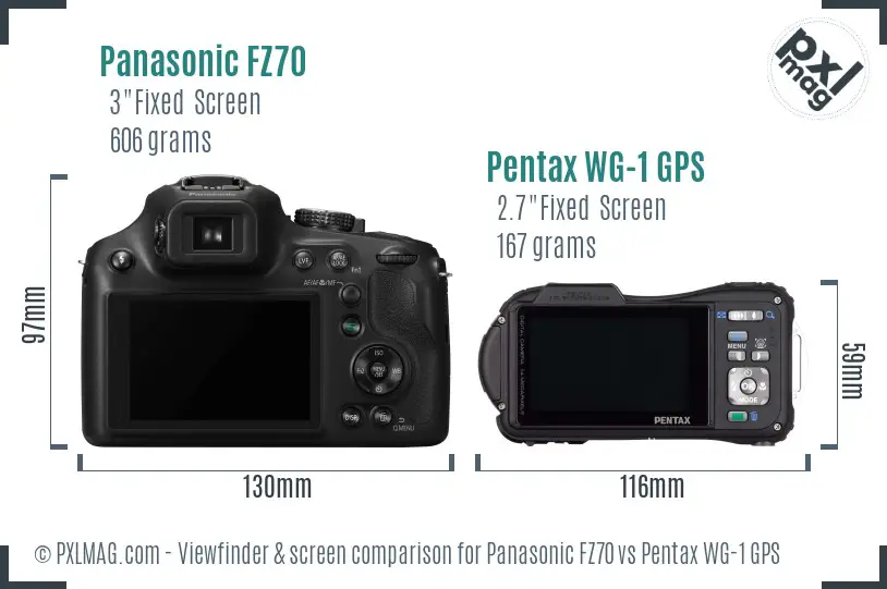 Panasonic FZ70 vs Pentax WG-1 GPS Screen and Viewfinder comparison