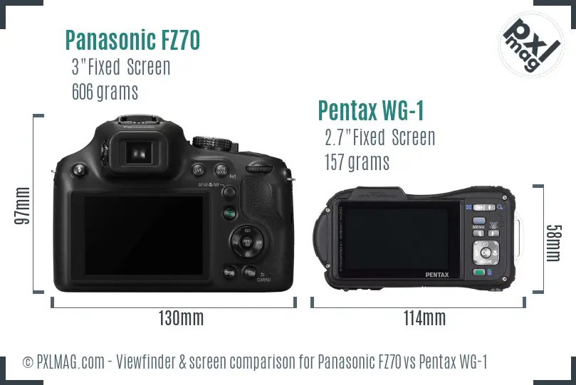 Panasonic FZ70 vs Pentax WG-1 Screen and Viewfinder comparison