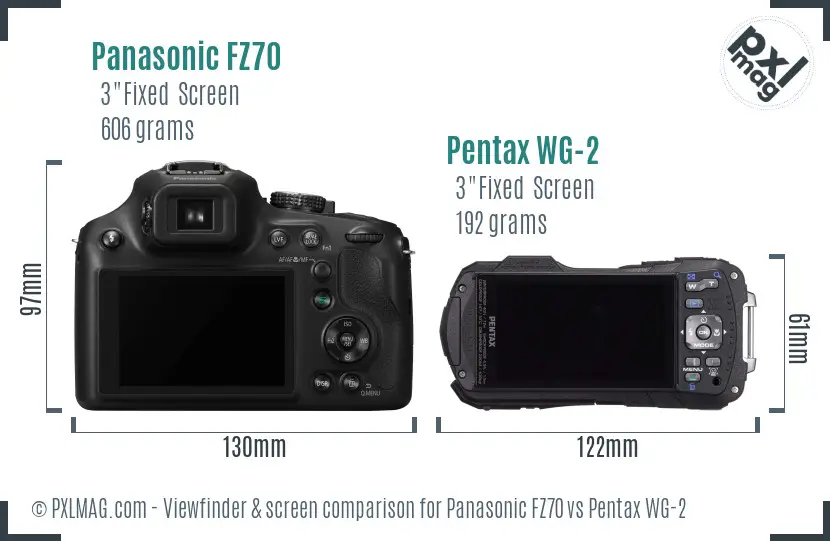 Panasonic FZ70 vs Pentax WG-2 Screen and Viewfinder comparison