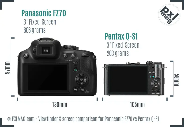 Panasonic FZ70 vs Pentax Q-S1 Screen and Viewfinder comparison
