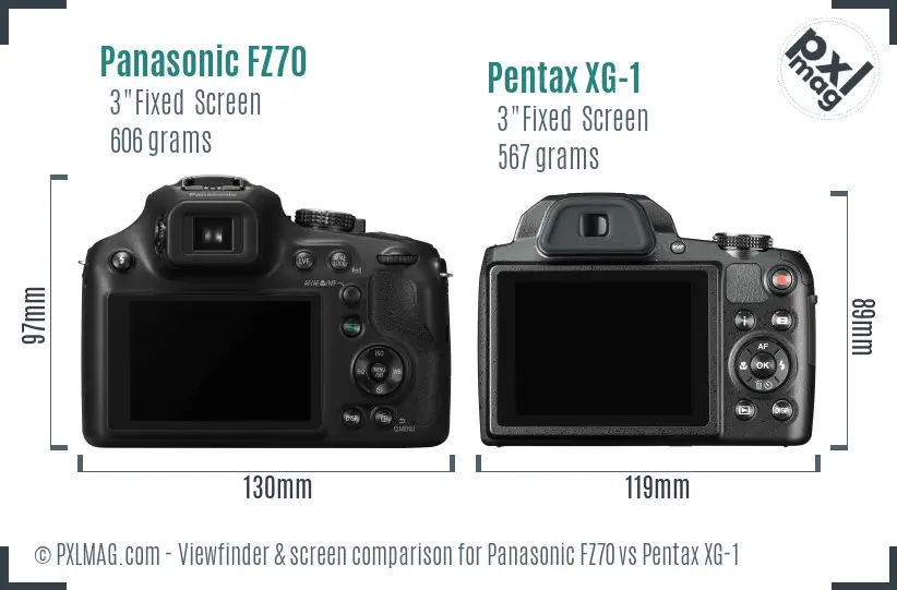 Panasonic FZ70 vs Pentax XG-1 Screen and Viewfinder comparison