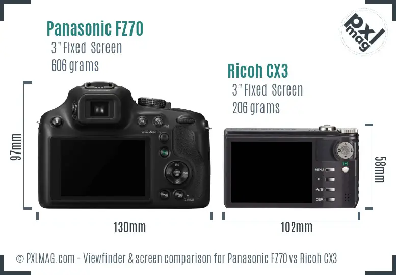 Panasonic FZ70 vs Ricoh CX3 Screen and Viewfinder comparison Panasonic FZ70 vs Ricoh CX3 Screen and Viewfinder comparison