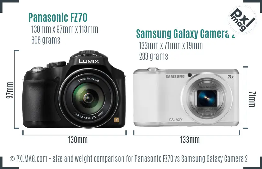 Panasonic FZ70 vs Samsung Galaxy Camera 2 size comparison