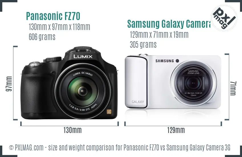 Panasonic FZ70 vs Samsung Galaxy Camera 3G size comparison