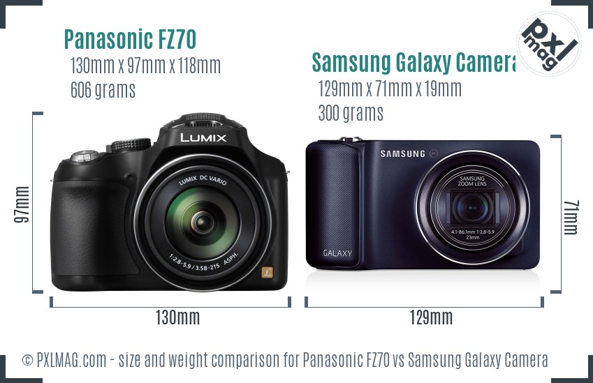 Panasonic FZ70 vs Samsung Galaxy Camera size comparison