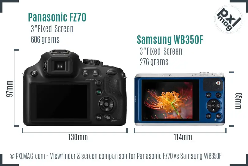 Panasonic FZ70 vs Samsung WB350F Screen and Viewfinder comparison
