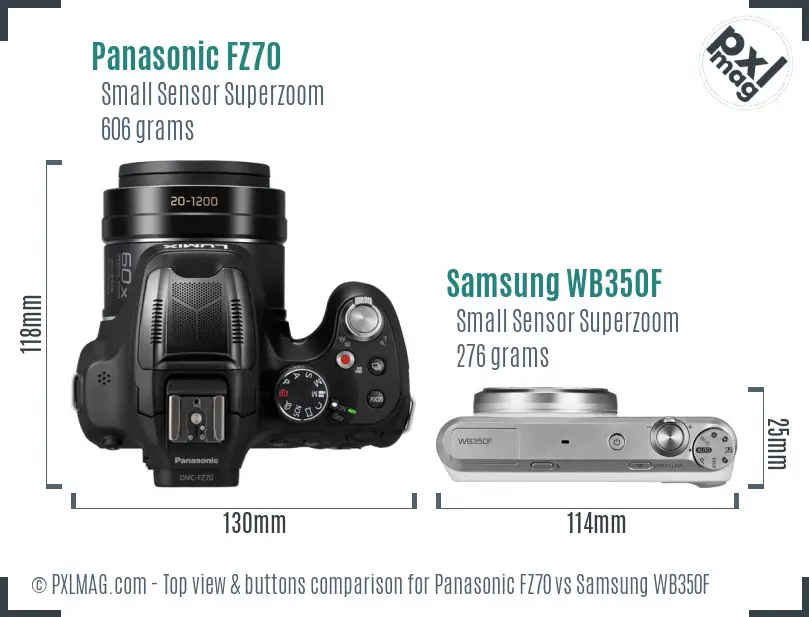 Panasonic FZ70 vs Samsung WB350F top view buttons comparison