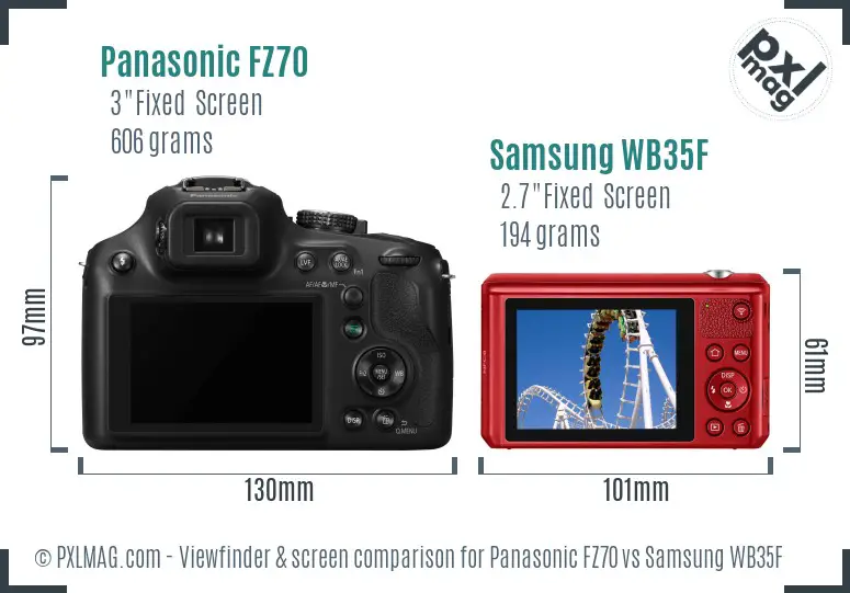 Panasonic FZ70 vs Samsung WB35F Screen and Viewfinder comparison Panasonic FZ70 vs Samsung WB35F Screen and Viewfinder comparison