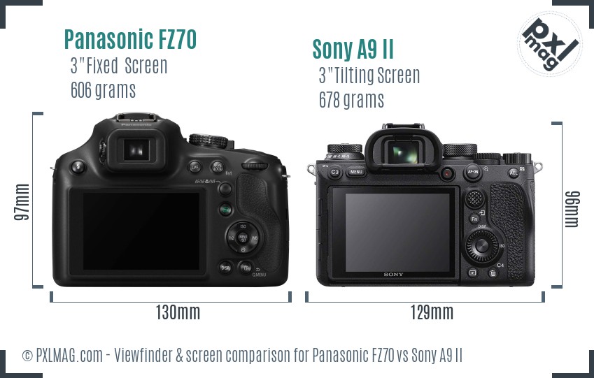 Panasonic FZ70 vs Sony A9 II Screen and Viewfinder comparison