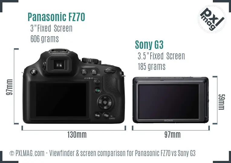 Panasonic FZ70 vs Sony G3 Screen and Viewfinder comparison