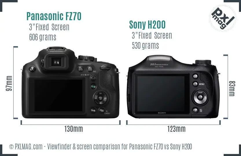 Panasonic FZ70 vs Sony H200 Screen and Viewfinder comparison Panasonic FZ70 vs Sony H200 Screen and Viewfinder comparison