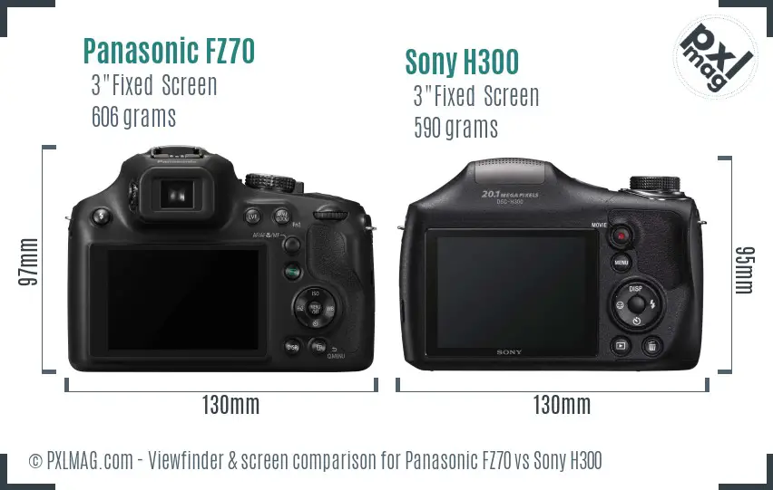 Panasonic FZ70 vs Sony H300 Screen and Viewfinder comparison
