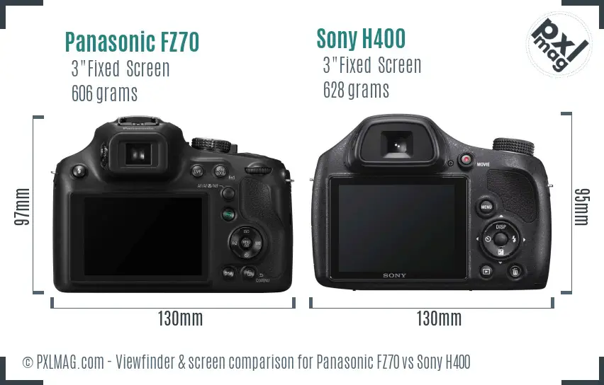 Panasonic FZ70 vs Sony H400 Screen and Viewfinder comparison