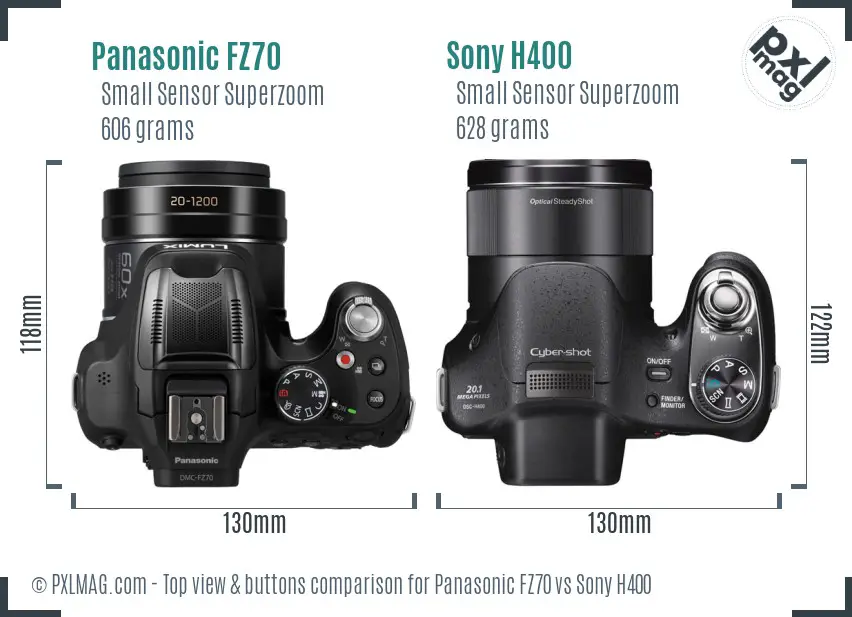 Panasonic FZ70 vs Sony H400 top view buttons comparison
