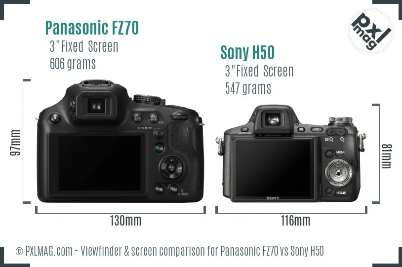 Panasonic FZ70 vs Sony H50 Screen and Viewfinder comparison