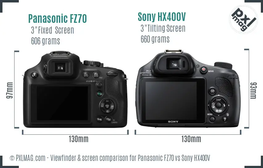 Panasonic FZ70 vs Sony HX400V Screen and Viewfinder comparison