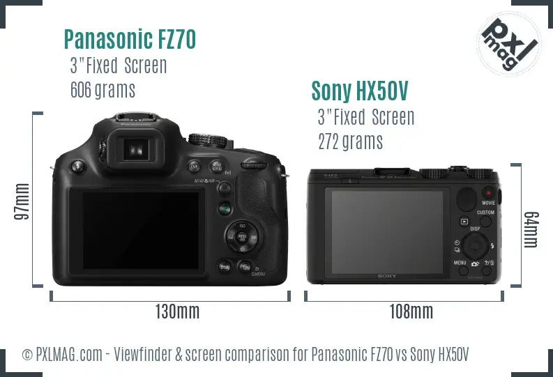 Panasonic FZ70 vs Sony HX50V Screen and Viewfinder comparison