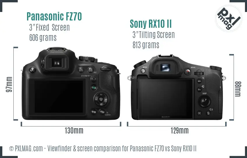 Panasonic FZ70 vs Sony RX10 II Screen and Viewfinder comparison