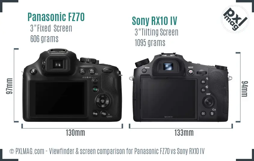 Panasonic FZ70 vs Sony RX10 IV Screen and Viewfinder comparison