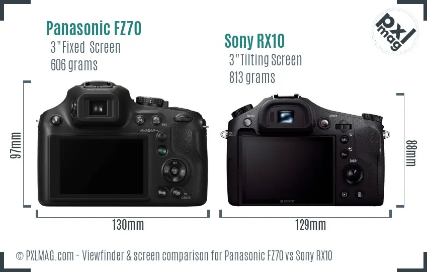 Panasonic FZ70 vs Sony RX10 Screen and Viewfinder comparison