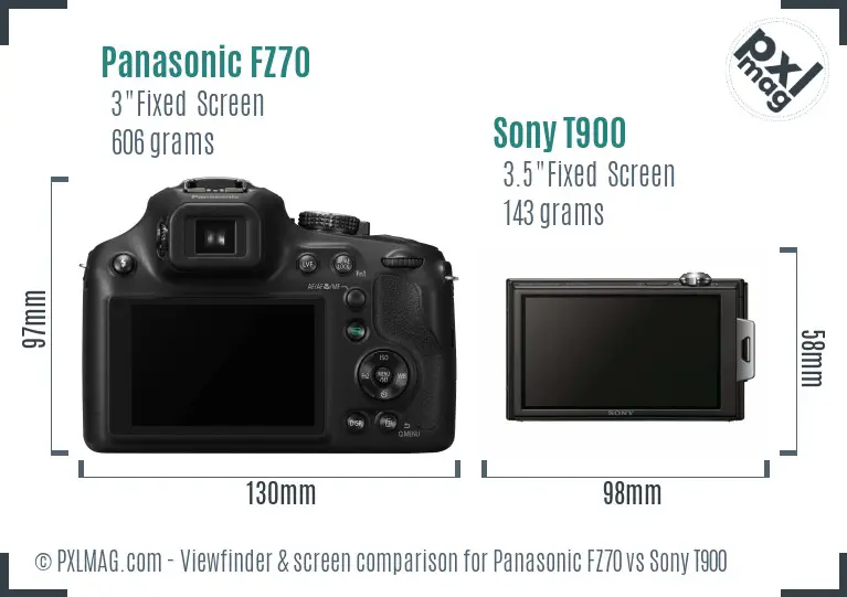 Panasonic FZ70 vs Sony T900 Screen and Viewfinder comparison Panasonic FZ70 vs Sony T900 Screen and Viewfinder comparison