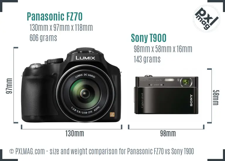 Panasonic FZ70 vs Sony T900 size comparison Panasonic FZ70 vs Sony T900 size comparison