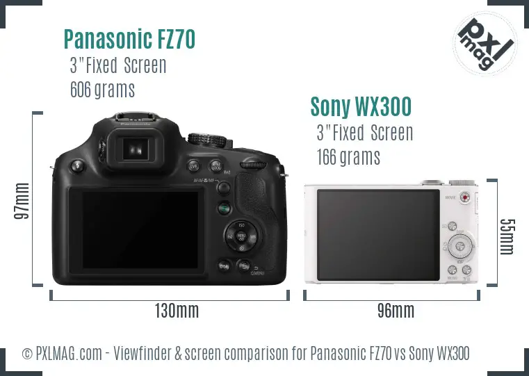 Panasonic FZ70 vs Sony WX300 Screen and Viewfinder comparison