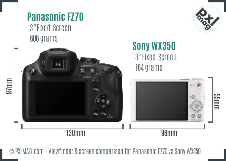 Panasonic FZ70 vs Sony WX350 Screen and Viewfinder comparison