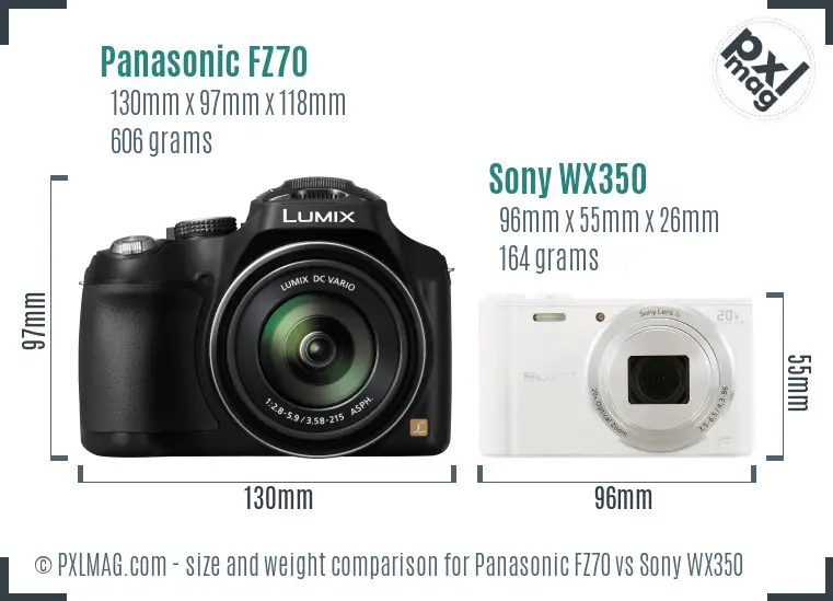 Panasonic FZ70 vs Sony WX350 size comparison