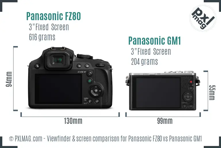 Panasonic FZ80 vs Panasonic GM1 Screen and Viewfinder comparison