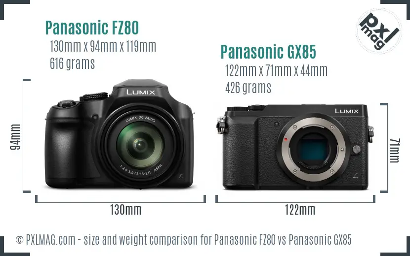 Panasonic FZ80 vs Panasonic GX85 size comparison