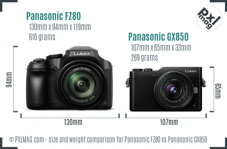 Panasonic FZ80 vs Panasonic GX850 size comparison