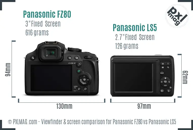 Panasonic FZ80 vs Panasonic LS5 Screen and Viewfinder comparison