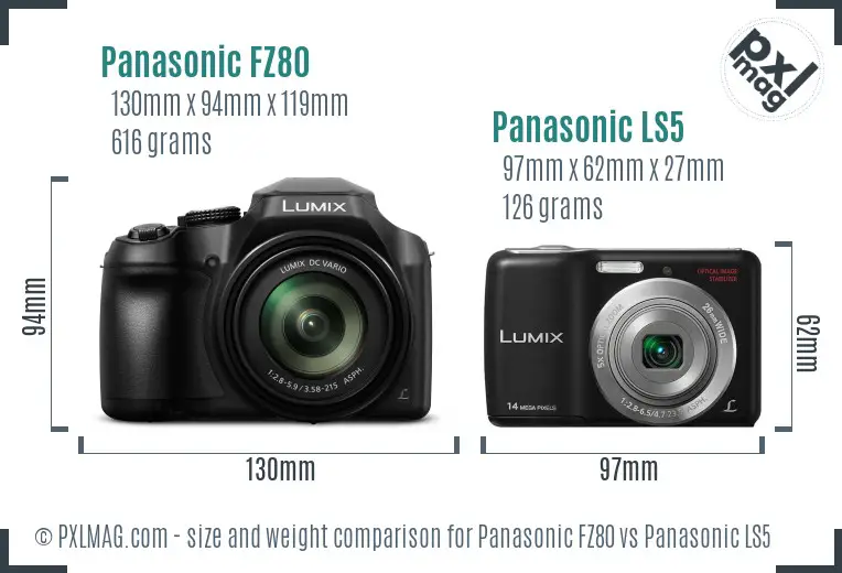 Panasonic FZ80 vs Panasonic LS5 size comparison