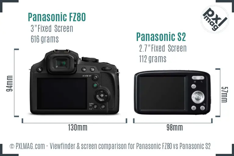 Panasonic FZ80 vs Panasonic S2 Screen and Viewfinder comparison