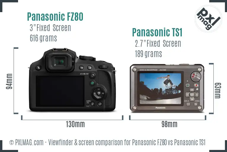 Panasonic FZ80 vs Panasonic TS1 Screen and Viewfinder comparison