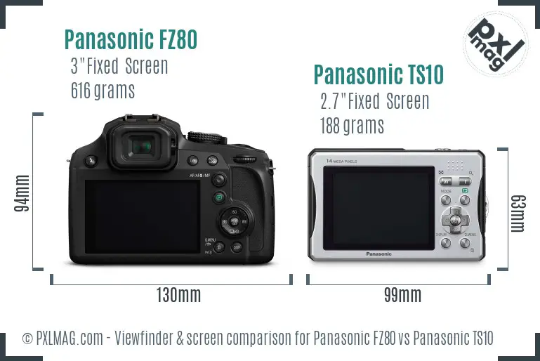 Panasonic FZ80 vs Panasonic TS10 Screen and Viewfinder comparison